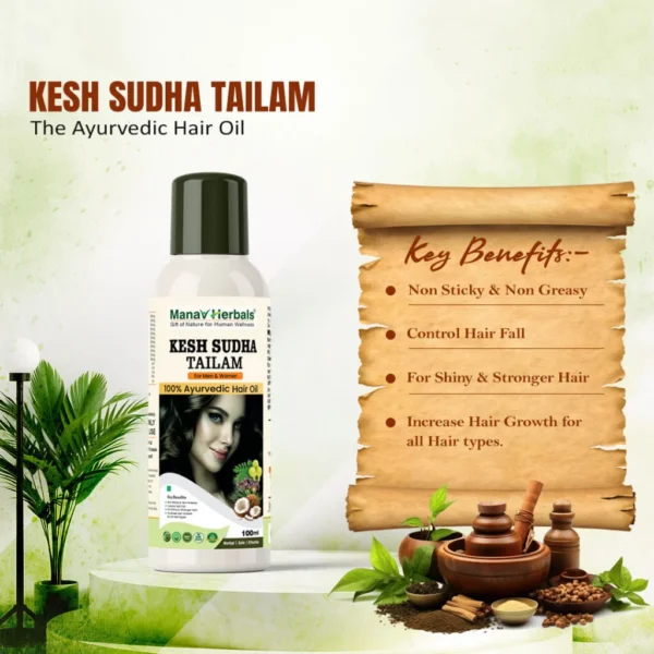 Kesh Sudha Tailam Kit, incuding 100ml Pure Ayrvedic Hair Oil With 30 Ayurvedic Capsules For Strong & Healthy Hair For Men & Women - Image 6