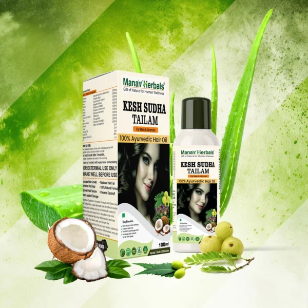 Kesh Sudha Tailam Kit, incuding 100ml Pure Ayrvedic Hair Oil With 30 Ayurvedic Capsules For Strong & Healthy Hair For Men & Women