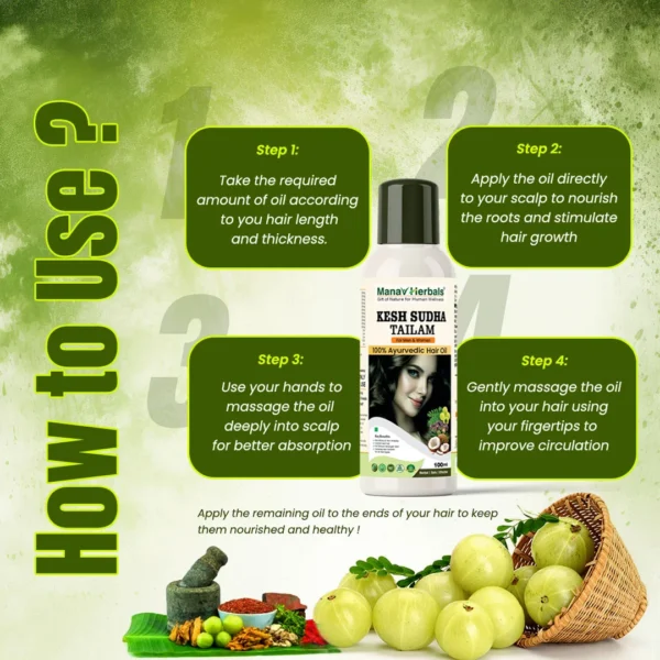 Kesh Sudha Tailam Kit, incuding 100ml Pure Ayrvedic Hair Oil With 30 Ayurvedic Capsules For Strong & Healthy Hair For Men & Women - Image 3
